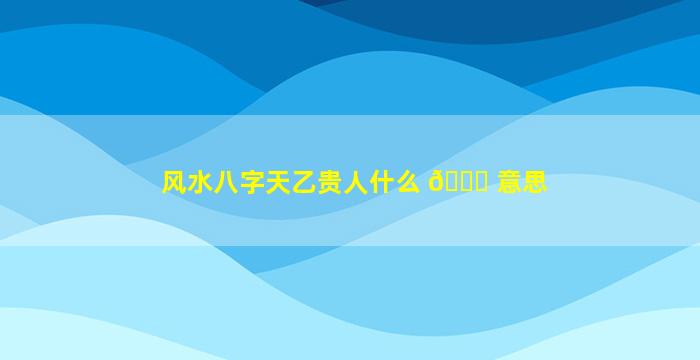 风水八字天乙贵人什么 🐎 意思